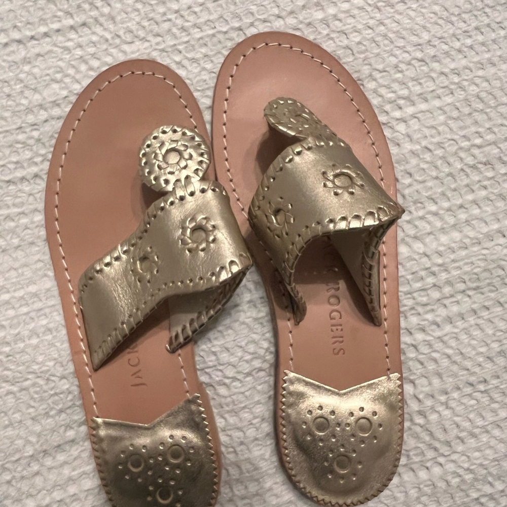 Jack Rogers Gold Thong Sandals